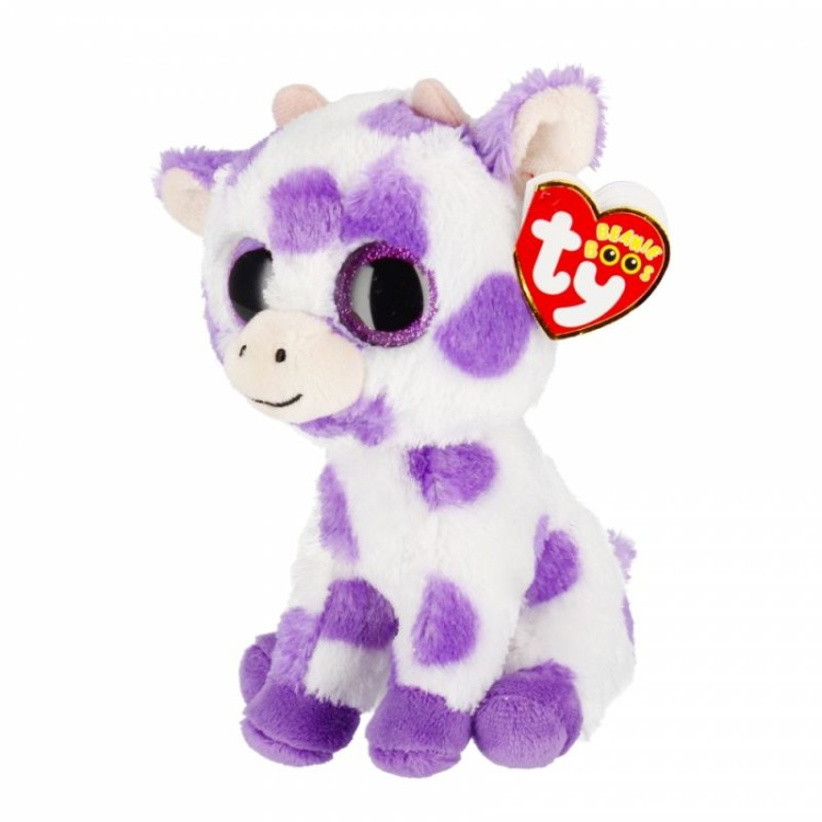 TY Beanie Boos - ETHEL the Purple & White Cow (Glitter Eyes)(Regular Size - 6 inch)