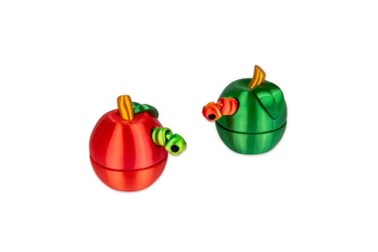 3D PRINTED APPLE AND CATERPILLAR