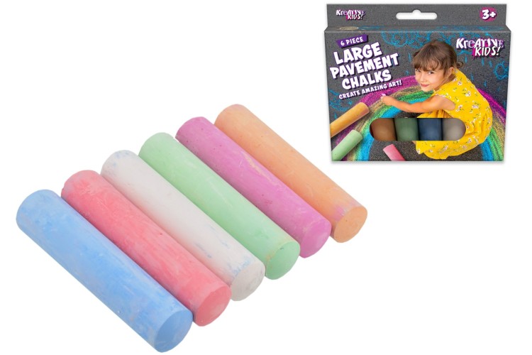 6pc 10cm Pavement Large Chalk - Coloured pack
