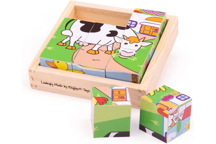 Bigjigs Wooden Animal Cube Puzzle