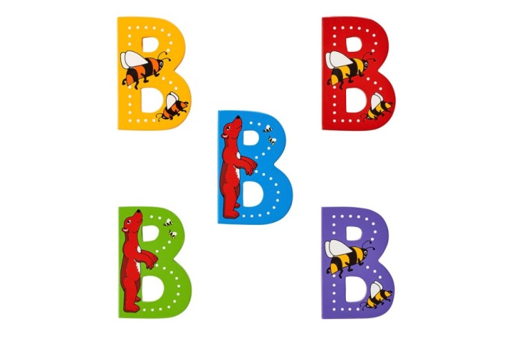 Animal Wooden Letter CAPITAL B- bee, bear