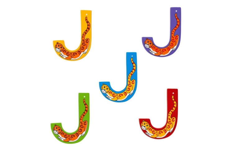 Animal Wooden Letter CAPITAL J - jaguar