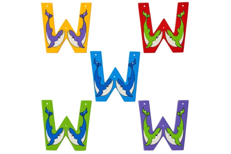 Animal Wooden Letter CAPITAL W - whale