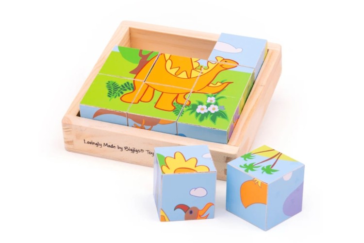 Bigjigs Wooden Dinosaur Cube Puzzle BJ513