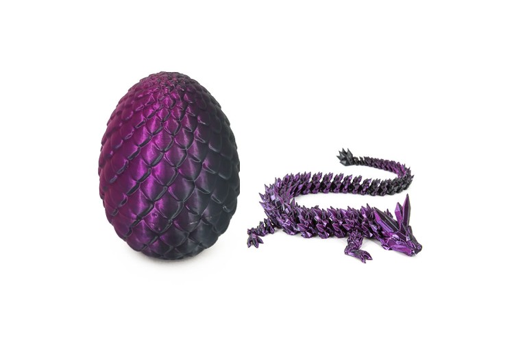 Black Purple 3D Printed Dragon in Egg