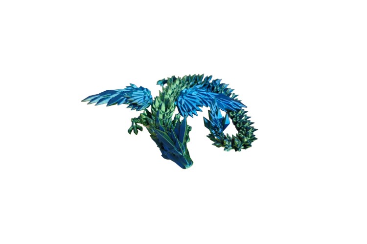 Blue Green 3D Printed Large Dragon With Wings