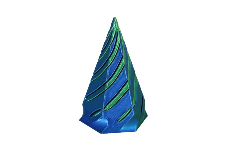 Blue Green 3D Printed Small Hex Cone