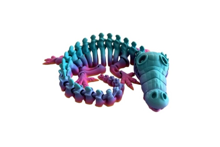 Blue Purple Orange 3D Printed Large Crocodile