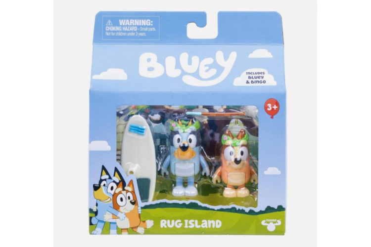 Bluey 2 pack figure - RUG ISLAND  + SURFBOARD