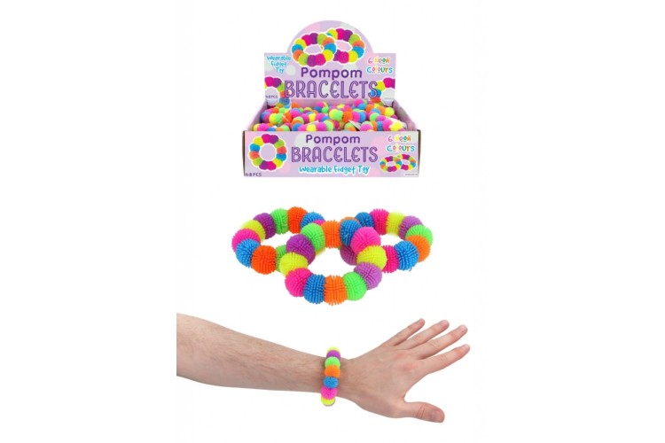 PomPom Fidget Bracelet Stretch Assorted Colours