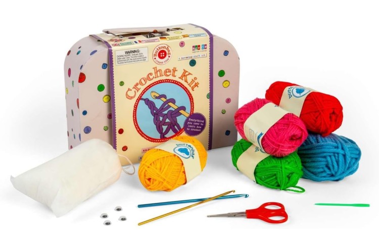 Buttonbag Crochet Suitcase Kit for Kids - Yarn & Hooks Included