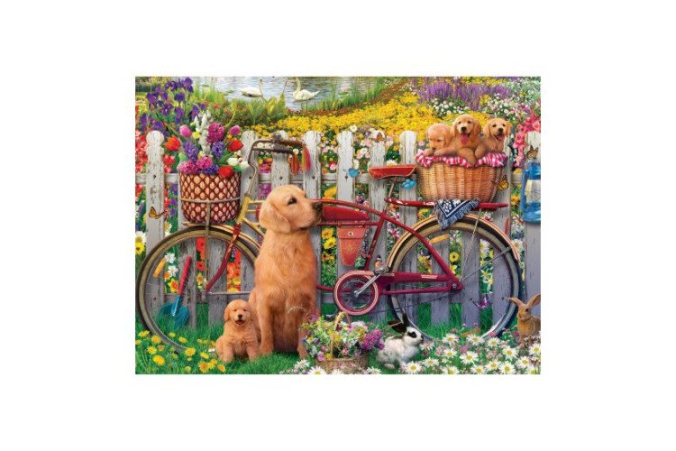 Cute Dogs in the Garden 500 Piece Jigsaw Puzzle