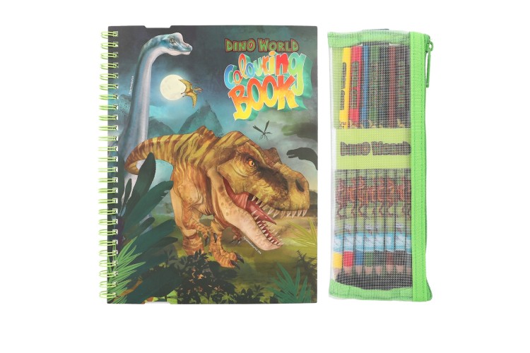 Dino World Colouring Book with Coloured Pencils