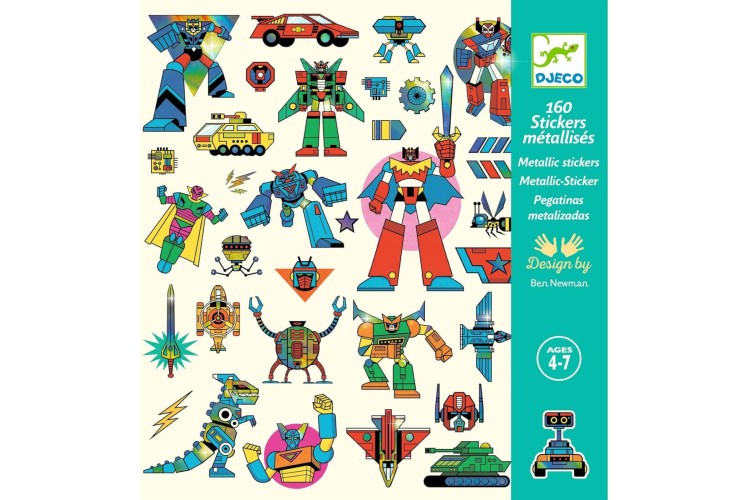 Djeco -  Stickers - Robots, 160 stickers