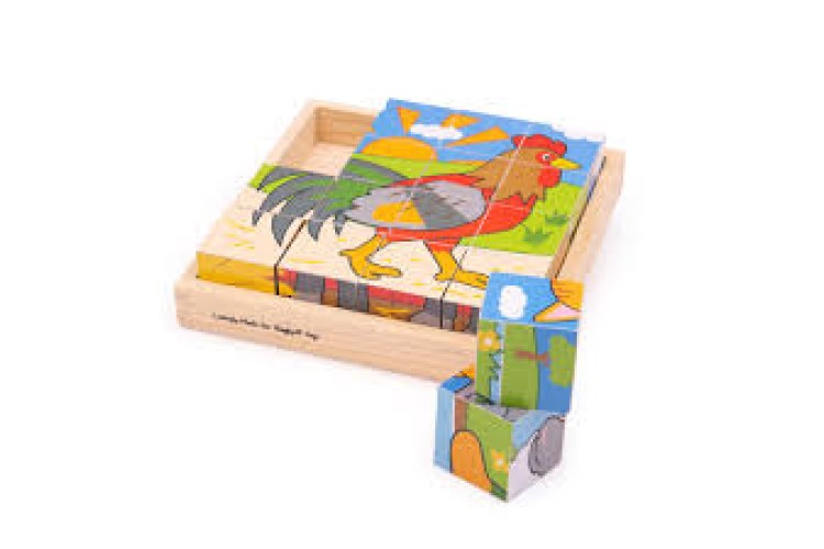 Wooden Farm Cube Puzzle by Bigjigs BJ798