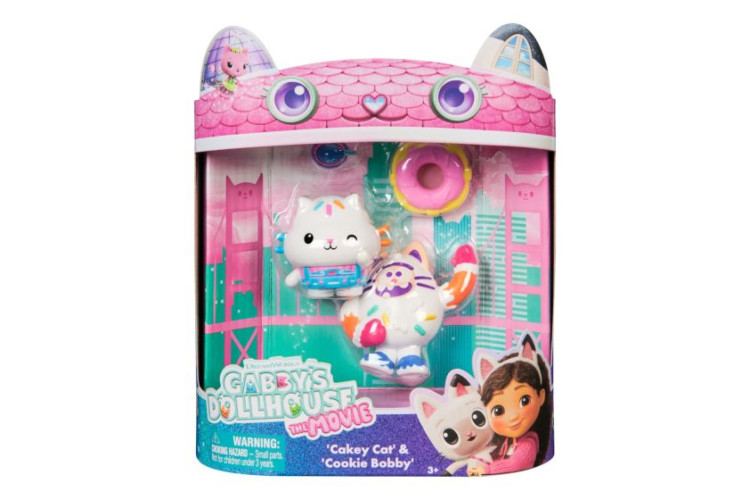 Gabby's Dollhouse: The Movie, with the Cakey Cat and Cookie Bobby movie figures set