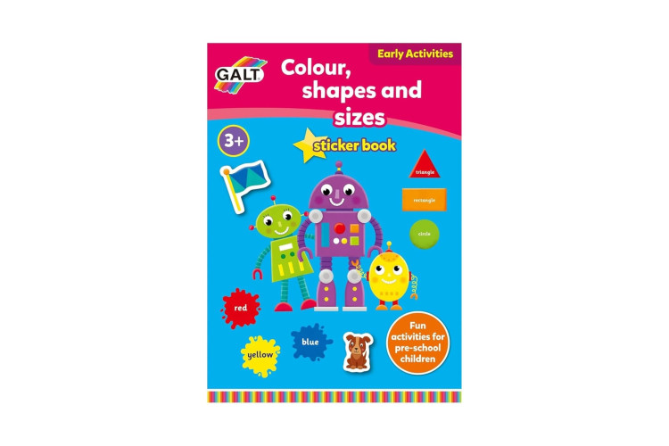 GALT TOYS HOME LEARNING COLOUR SHAPES AND SIZES STICKER BOOK