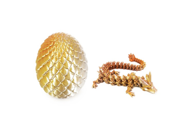 Gold Silver Bronze 3D Printed Dragon in Egg