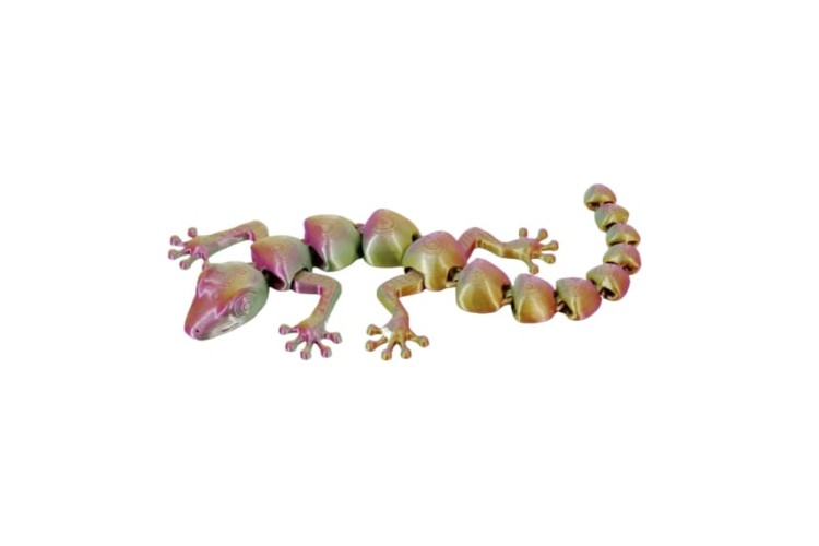 Green Gold Purple 3D Printed Mini Gecko