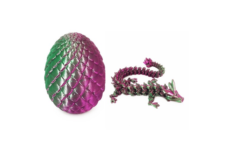 Green Purple 3D Printed Dragon in Egg