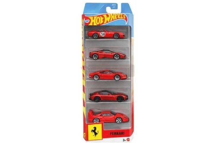Hot Wheels Ferrari 5-Pack, Set of 5 Die-Cast Toy Ferrari Automobiles