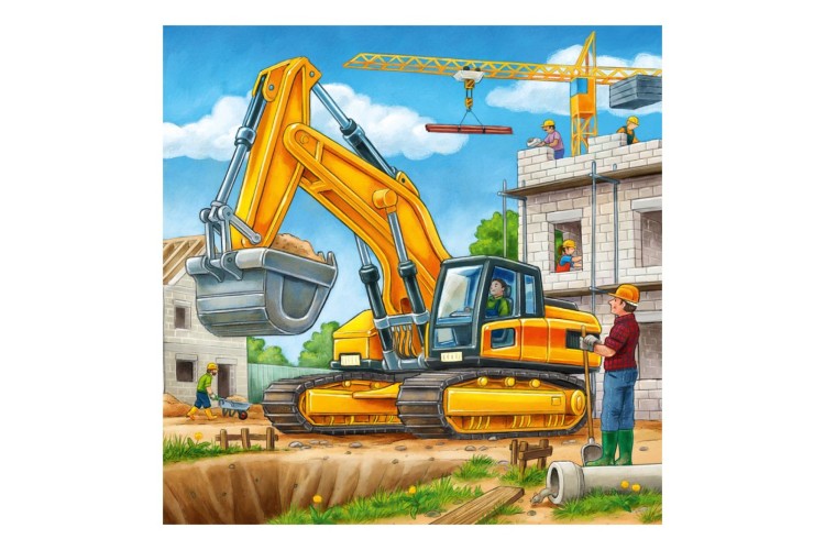 Large Construction Vehicles, 3x49pc Jigsaw Puzzles