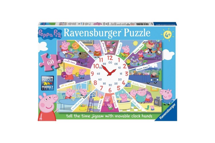 Peppa Pig Tell The Time Clock 60 Piece Jigsaw Puzzle