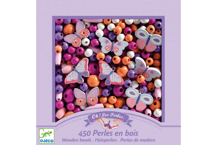 PERLES EN BOIS - BUTTERFLIES FANCY WOODEN BEADS