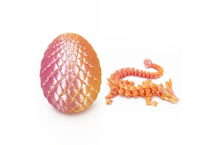 Pink Gold 3D Printed Dragon in Egg