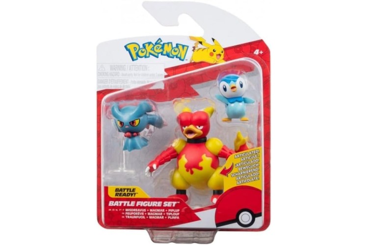 Pokemon Battle Figure Set (3PK Piplup, Misdreavus with Stand, Magmar) W20