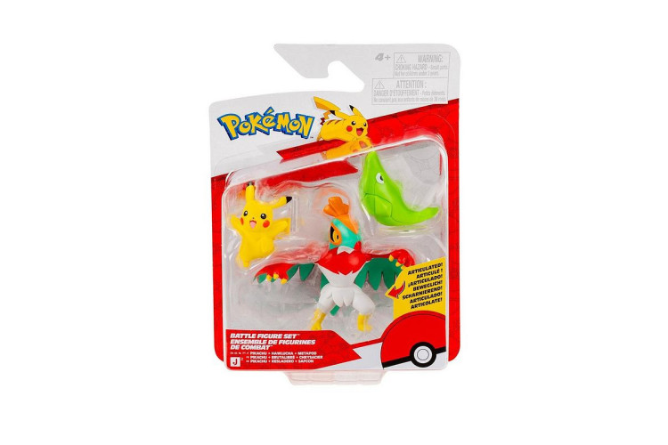Pokemon Battle Figure 3 Pikachu + Hawlucha + Metapod