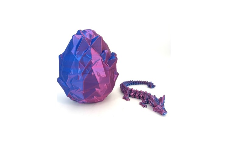 Purple Blue 3D Printed Dragon in Crystal Egg