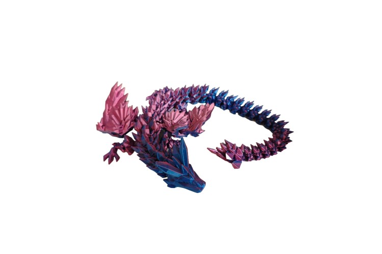 Purple Blue 3D Printed Large Dragon with wings