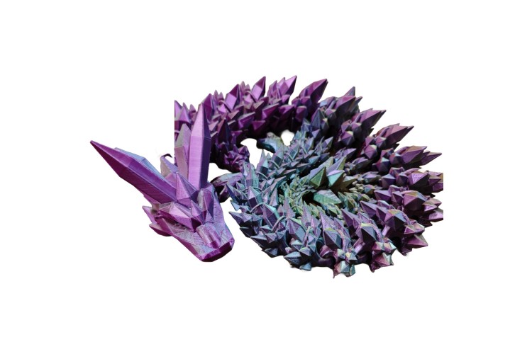 Purple Blue Green 3D Printed Large Crystal Dragon in egg