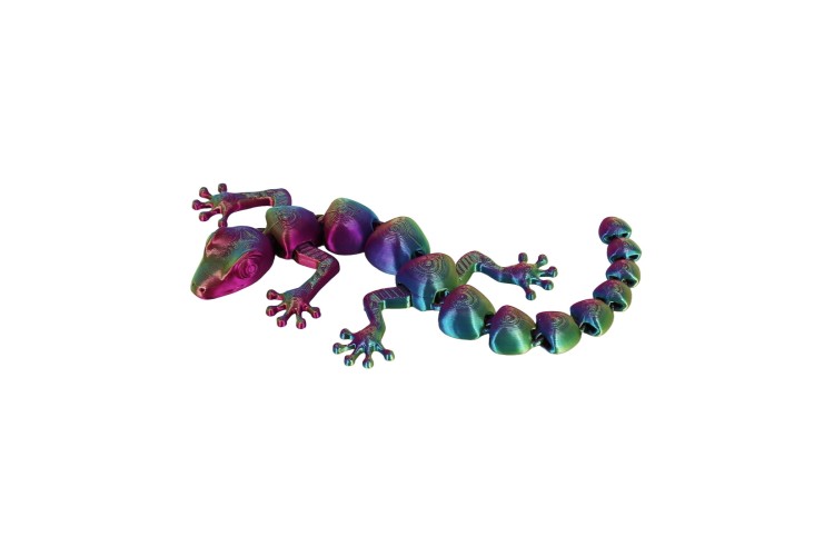Purple Blue Green 3D Printed Mini Gecko