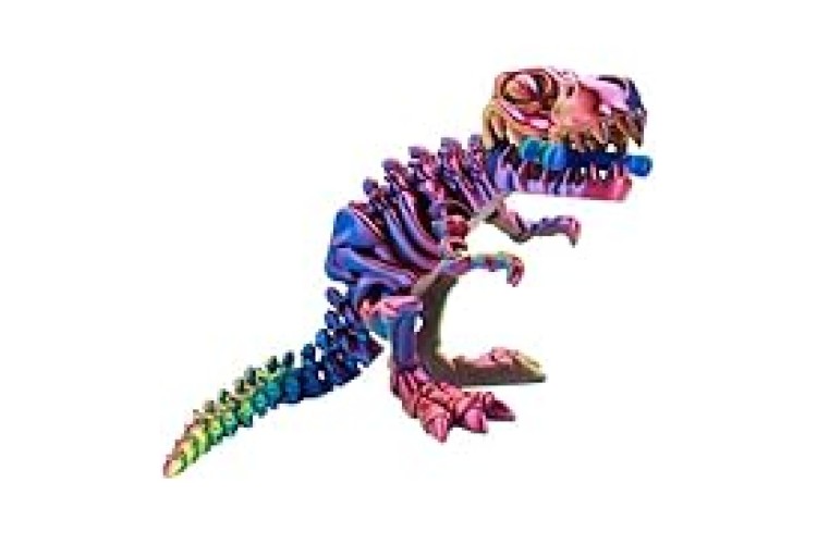Purple Yellow Blue 3D Printed LARGE T-Rex with Base 20cm Tall