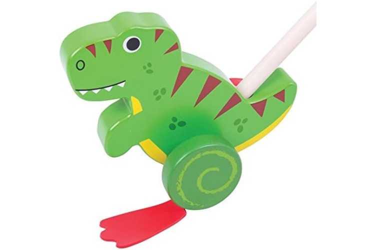 Wooden T-Rex Push Along By Bigjigs