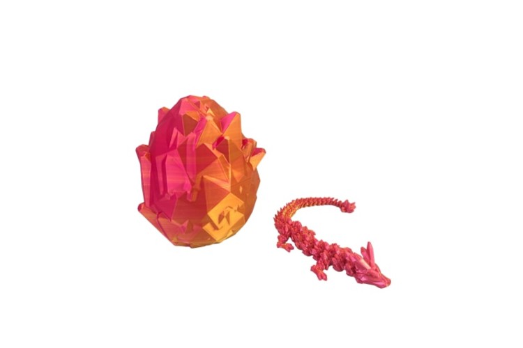 Red Gold 3D Printed Dragon in Crystal Egg