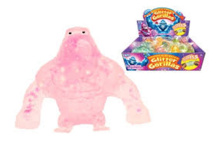 Squeeze Stretch Glitter Gorillas - 4 Assorted colours
