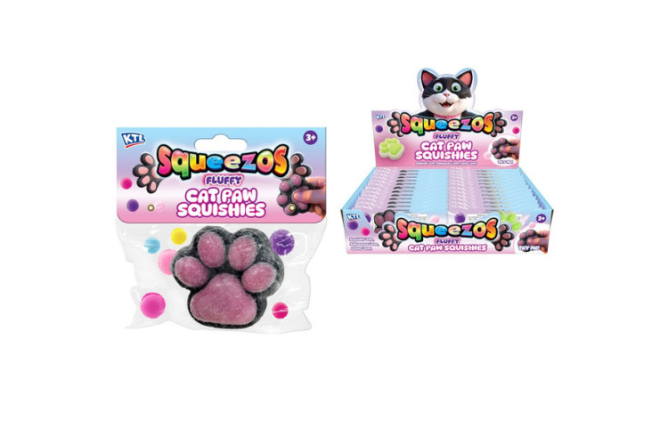 Squishy Glitter Cats Paw With Bobbles