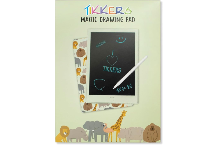 Tikkers Kids Safari Erasable Reusable Travel Doodle Pad Drawing Tablet