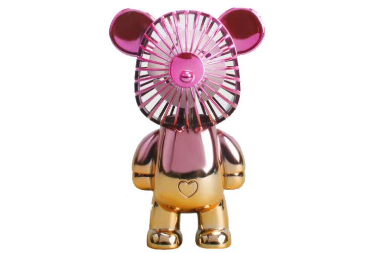 Two-Tone Cerise Gold Bear Fan