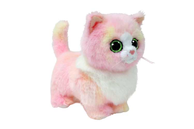 TY Plush Beanie Boos Kitten Pink With White 