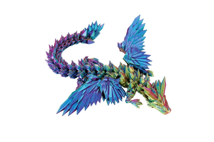Purple Yellow Blue Large Dragon with wings