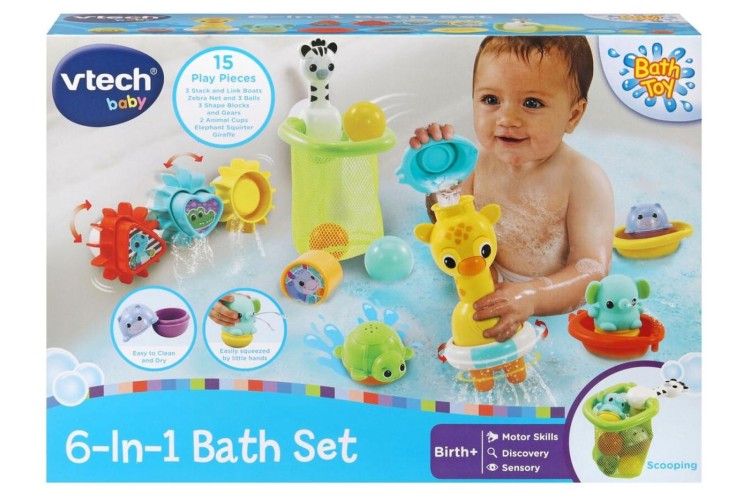 VTECH 6-in-1 Bath Set Stacking, Shape sorter