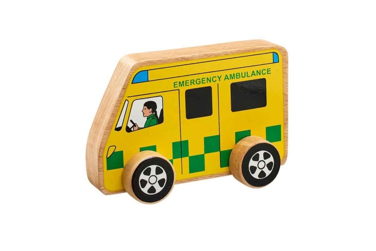 Wooden ambulance push along toy By Lanka Kade 