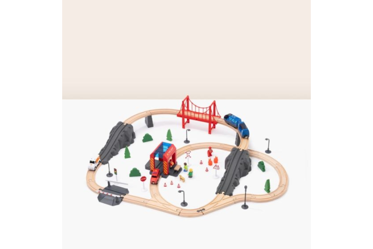 Wooden Fire Rescue Train Set by Tooky Toys