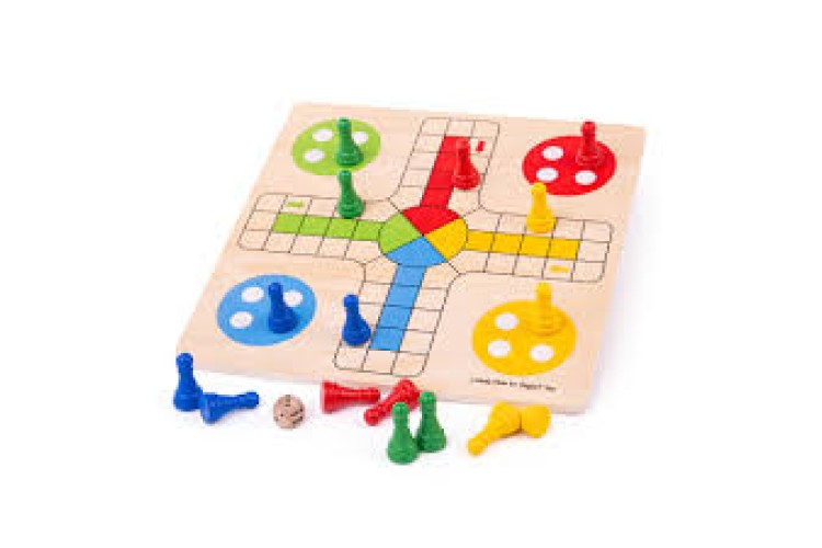 Wooden Traditional Ludo Game by Bigjigs 