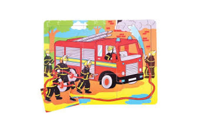 Bigjigs Wooden Tray Puzzle Fire Engine