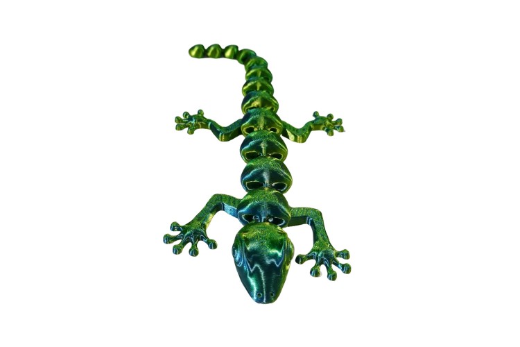 Yellow Blue Green 3D Printed Mini Gecko